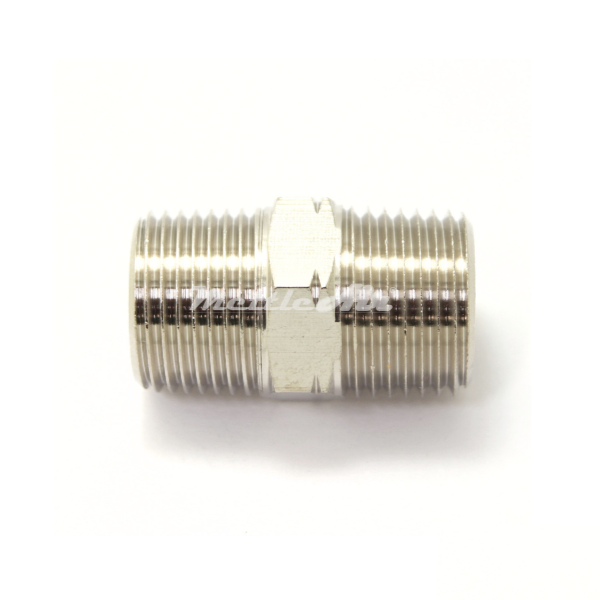 British Tapered Thread to North American Thread Brass Hex Pipe Nipple 1/8" NPT Male - 1/8" BSPT (R) Male