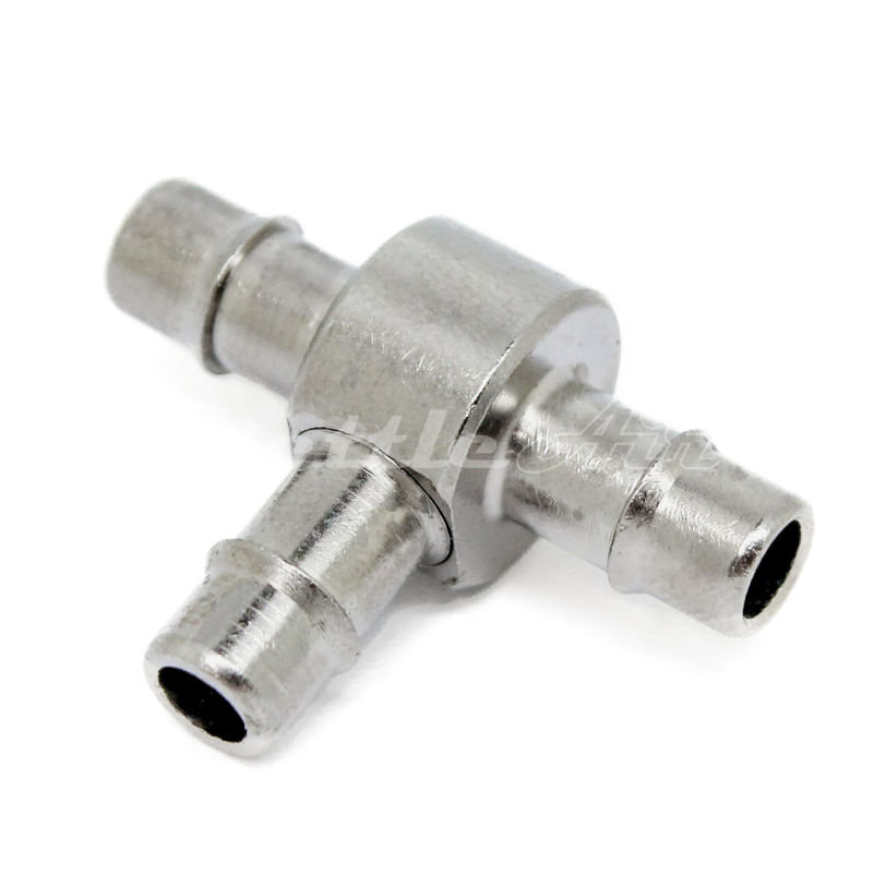 Nickel-Plated Brass Tee Union 3/16" Hose ID Barb - 3/16" Hose ID Barb, Single Barb Design