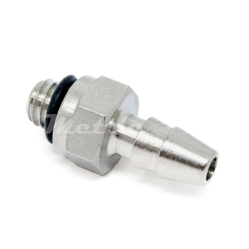 Nickel-Plated Brass Straight Male 0.17" Hose ID Barb - 10-32 UNF Male, Double Barb Design