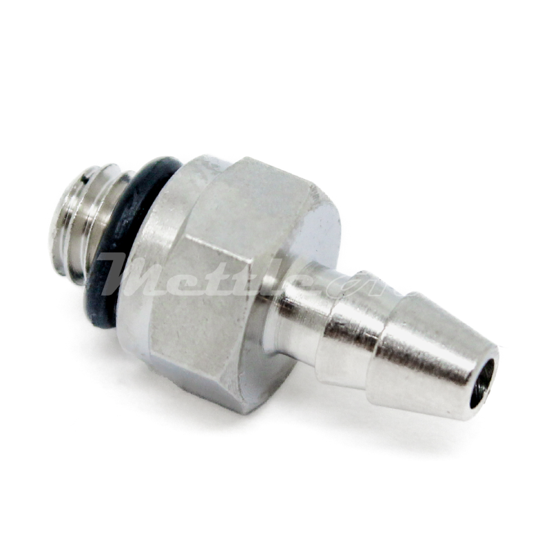 Nickel-Plated Brass Straight Male 1/8" Hose ID Barb - 10-32 UNF, Double Barb Design
