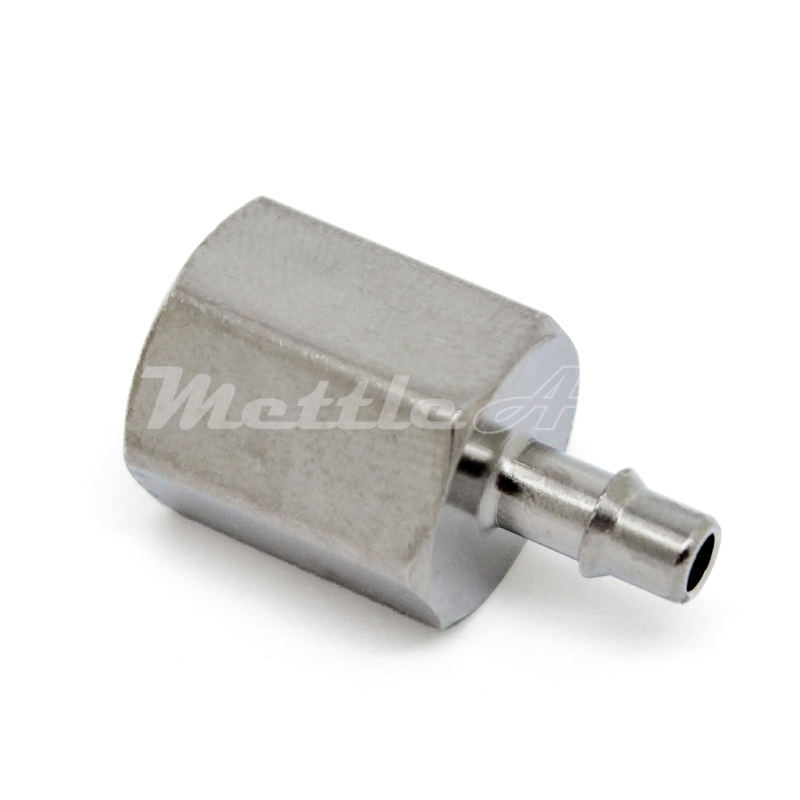Nickel-Plated Brass Female Straight 1/8" Hose ID Barb - 1/8" NPT Female, Single Barb Design