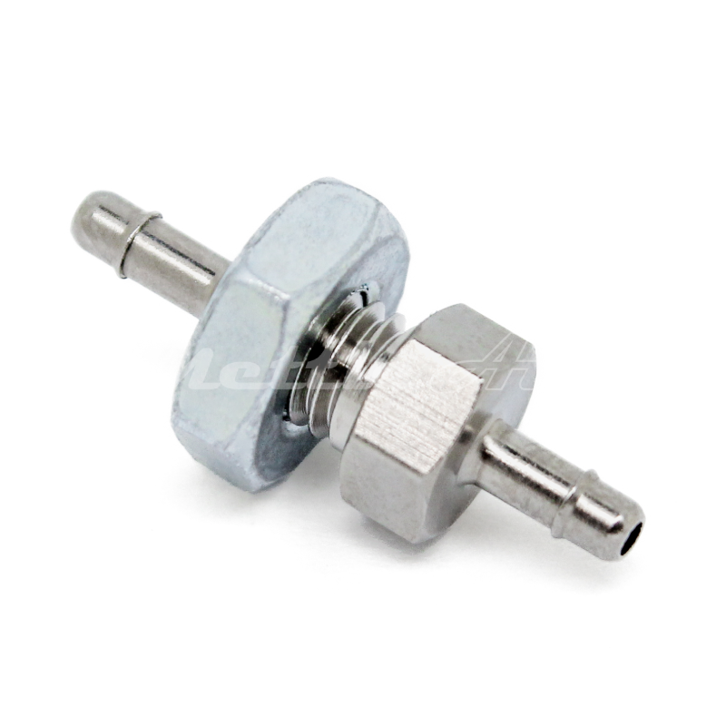 Nickel-Plated Brass Bulkhead Splicer 1/16" Hose ID Barb - 1/16" Hose ID Barb, Single Barb Design