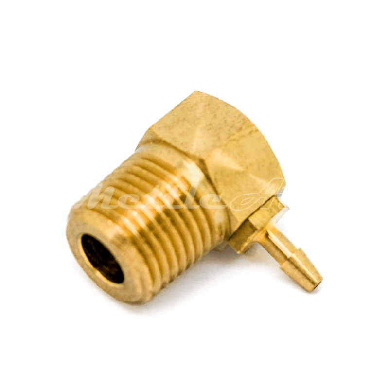 Brass 90° Male Elbow 1/16" Hose ID Barb - 1/8" NPT Male, Single Barb Design