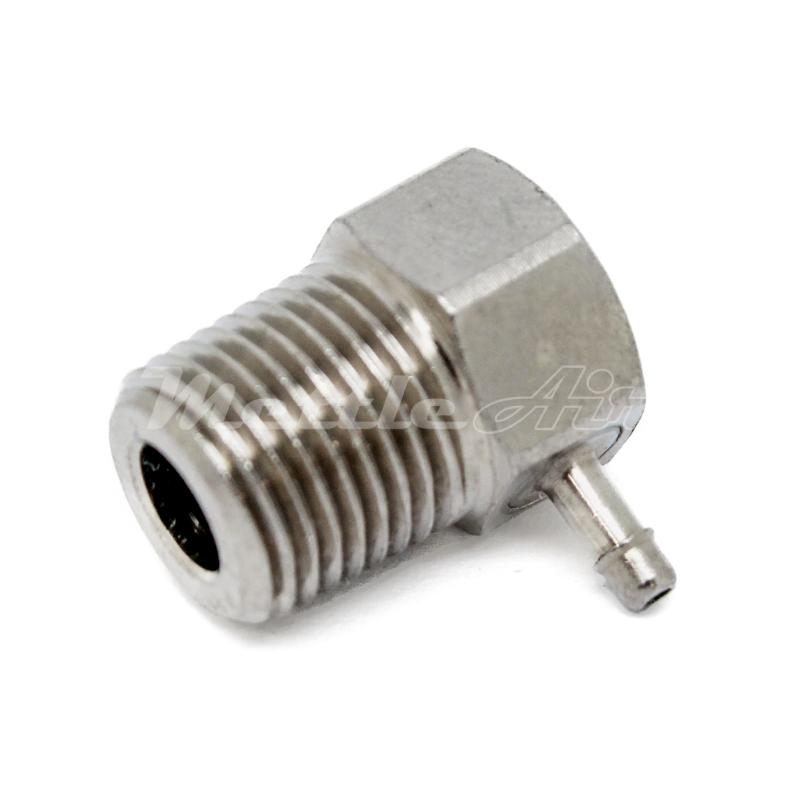 Nickel-Plated Brass 90° Male Elbow 1/16" Hose ID Barb - 1/8" NPT Male, Single Barb Design