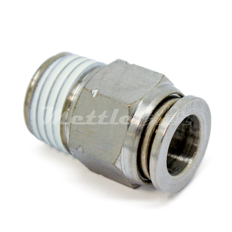 Nickel-Plated Brass Straight PTC Fitting 10 mm OD x - 1/4" BSPT (R) Male