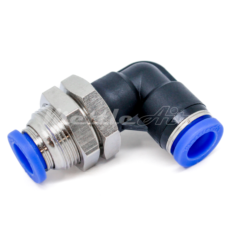Composite PTC 90° Elbow Bulkhead Union 1/4" OD - 1/4" OD