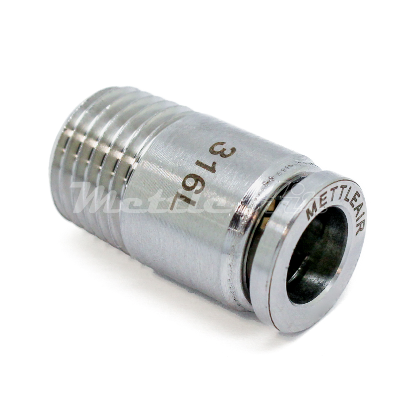 Stainless Steel 316L PTC Male Straight Round 6 mm OD - 1/8" BSPT (R) Thread
