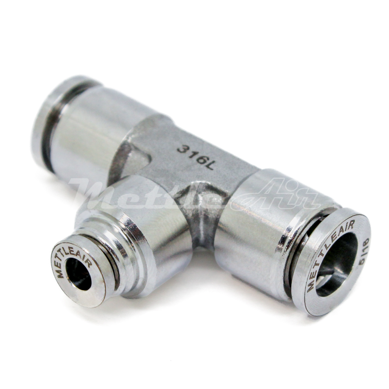 Stainless Steel 316L PTC REDUCER Tee Fitting 8 mm OD - 5/32" OD