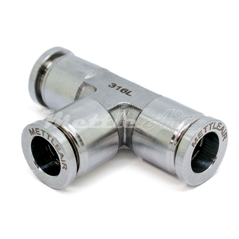 Stainless Steel 316L PTC Tee Fitting 16 mm OD - 16 mm OD