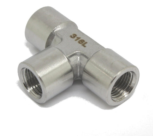 Stainless Steel 316L Female Tee 1/4" BSPP (G)