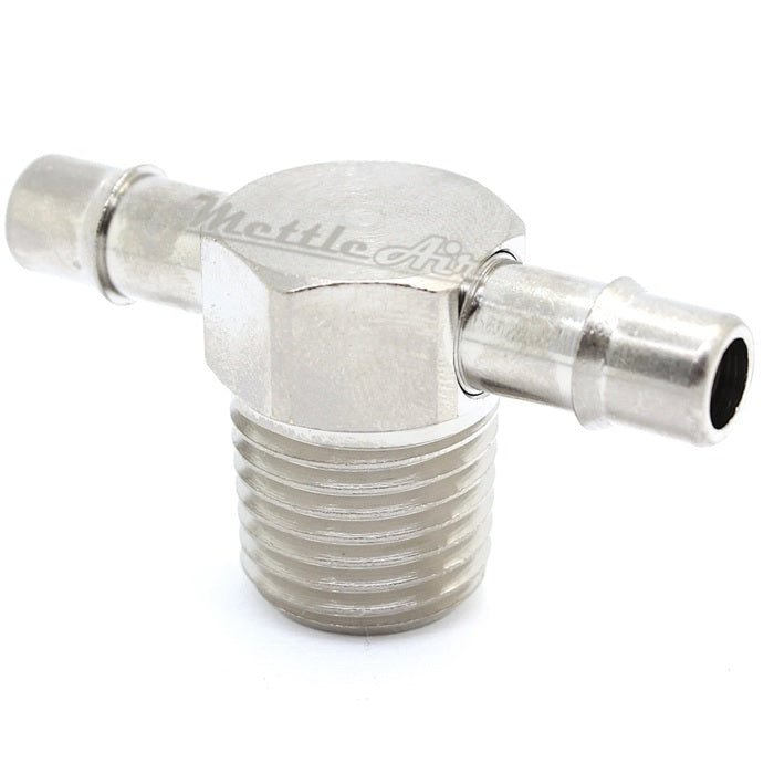 Nickel-Plated Brass Barbed Male Tee 3/8" Hose ID - 1/4" NPT Single Barb Design