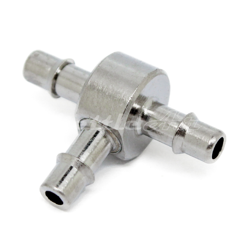 Nickel-Plated Brass Tee Union 1/8" Hose ID Barb - 1/8" Hose ID Barb, Single Barb Design