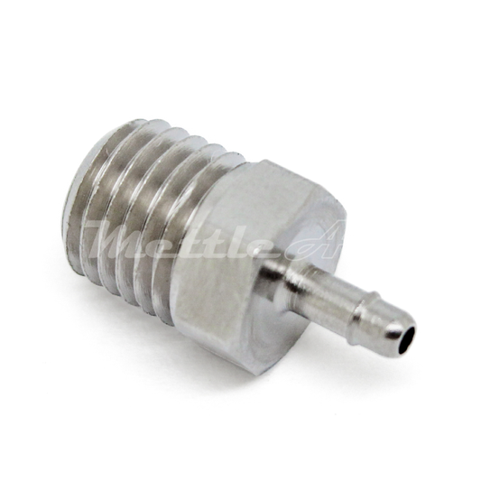 Nickel-Plated Brass Straight Male 1/16" Hose ID Barb - 1/16" NPT Male, Single Barb Design