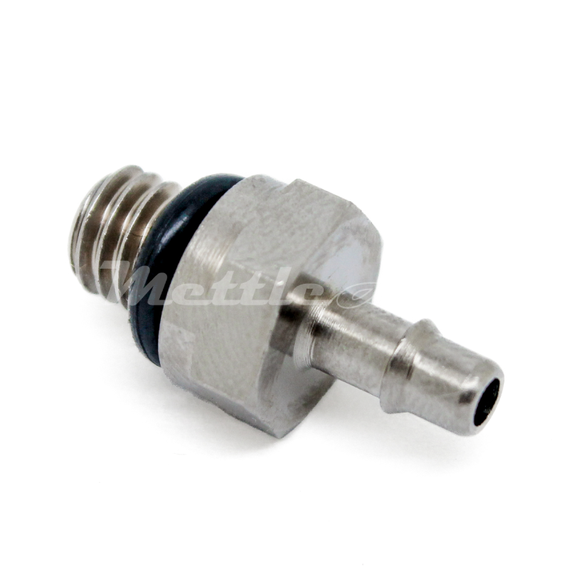 Nickel-Plated Brass Straight Male 1/8" Hose ID Barb - M6 x 1.0 Male, Single Barb Design