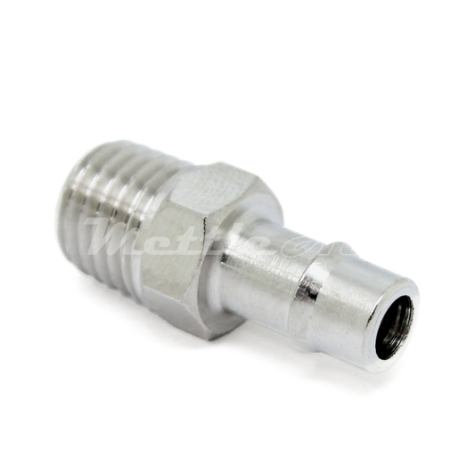 Nickel-Plated Brass Straight Male 3/16" Hose ID Barb - 1/16" NPT Male, Single Barb Design