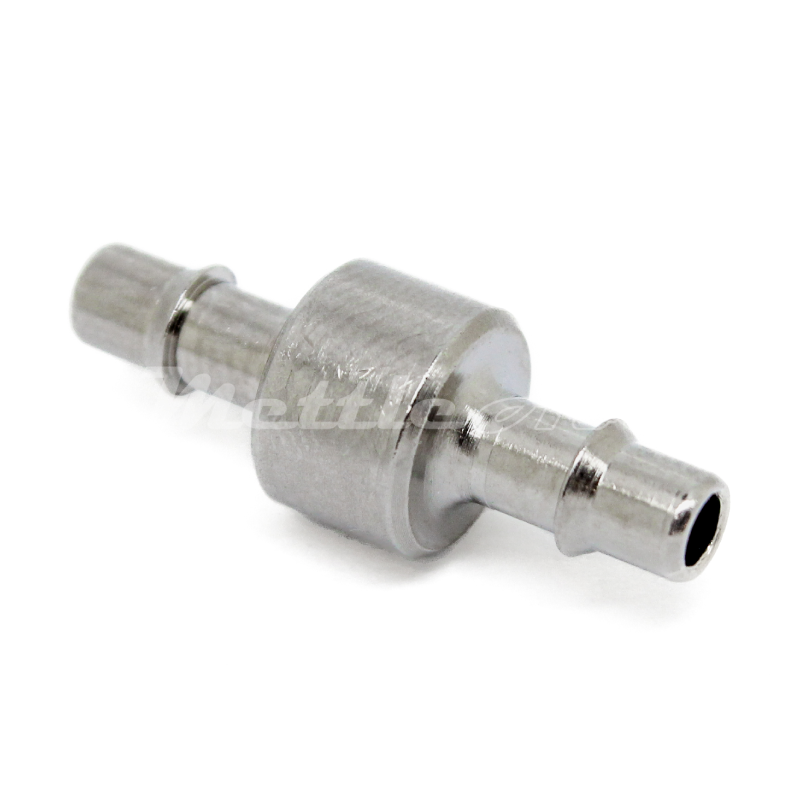 Nickel-Plated Brass Splicer 1/8" Hose ID Barb - 1/8" Hose ID Barb, Single Barb Design