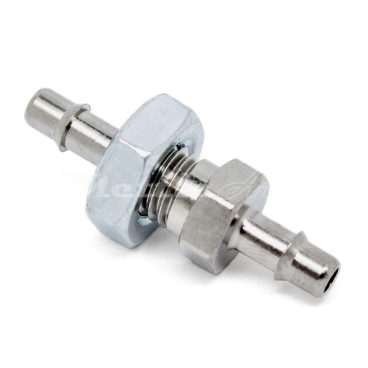 Nickel-Plated Brass Bulkhead Splicer 1/8" Hose ID Barb - 1/8" Hose ID Barb, Single Barb Design