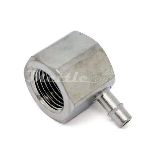 Nickel-Plated Brass 90° Female Elbow 1/8" Hose ID Barb - 1/8" NPT Female, Single Barb Design