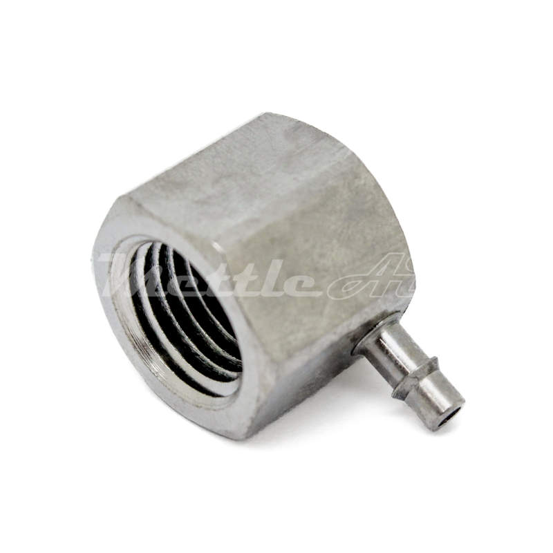 Nickel-Plated Brass 90° Female Elbow 1/8" Hose ID Barb - 1/4" NPT Female, Single Barb Design