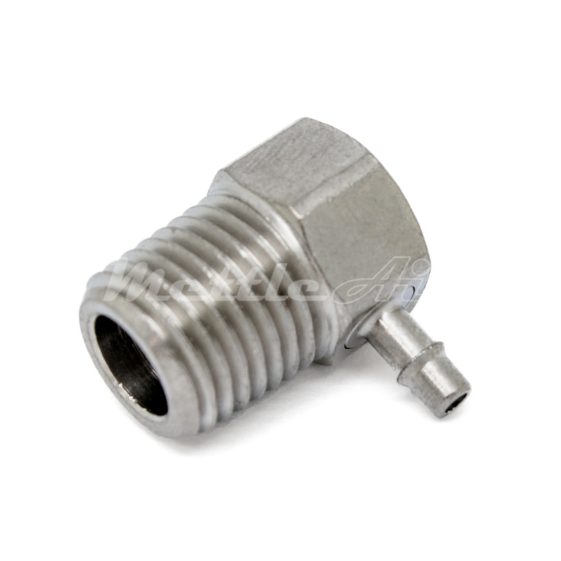 Nickel-Plated Brass 90° Male Elbow 1/8" Hose ID Barb - 1/4" NPT Male, Single Barb Design