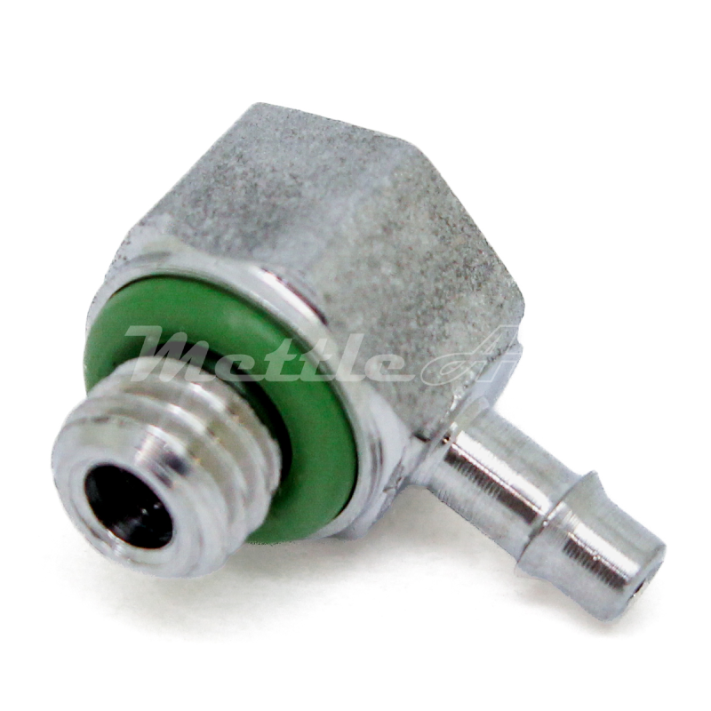 Stainless Steel 316L 90° Male Elbow 5/64" Hose ID Barb - M5 x 0.8 Male, Single Barb Design