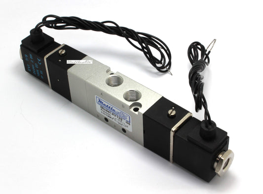 5 Ports 4 Way 3 Position CLOSED Center Valve 1/8" NPT Wire Leads Double Solenoid AC 24V