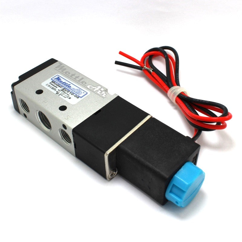 5 Ports 4 Way 2 Position Valve 1/4" NPT (Exh. 1/8") Wire Leads Single Solenoid AC 110V