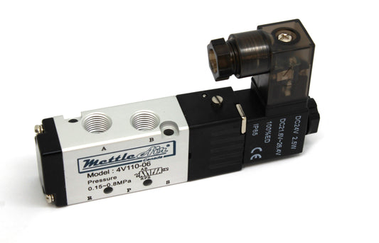 5 Ports 4 Way 2 Position Valve 1/8" NPT DIN Connector Single Solenoid DC 12V