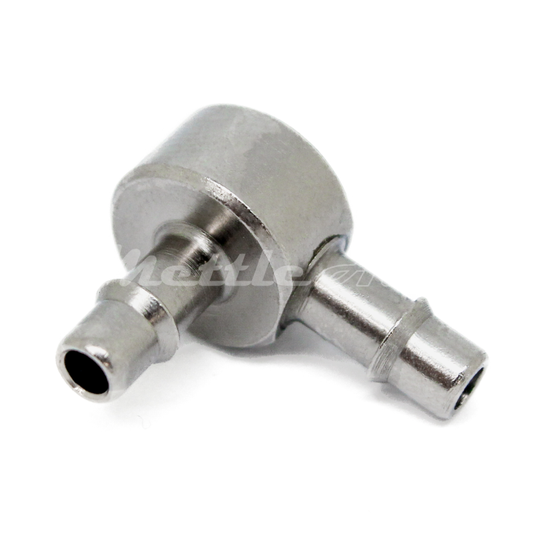 Nickel-Plated Brass 90 Elbow Union 1/16" Hose ID Barb - 1/16" Hose ID Barb, Single Barb Design