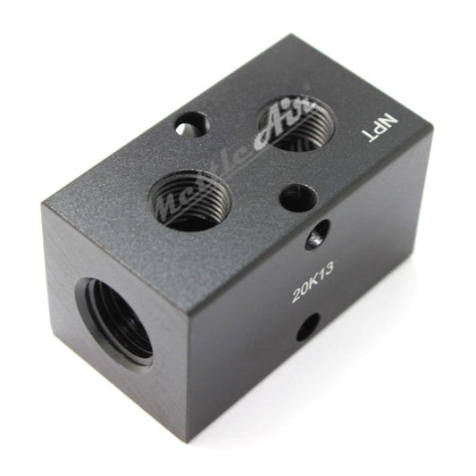 Manifold 90° WIDE 2 x 1/4" NPT In - 4 x 1/4" NPT Out (On Two Sides)