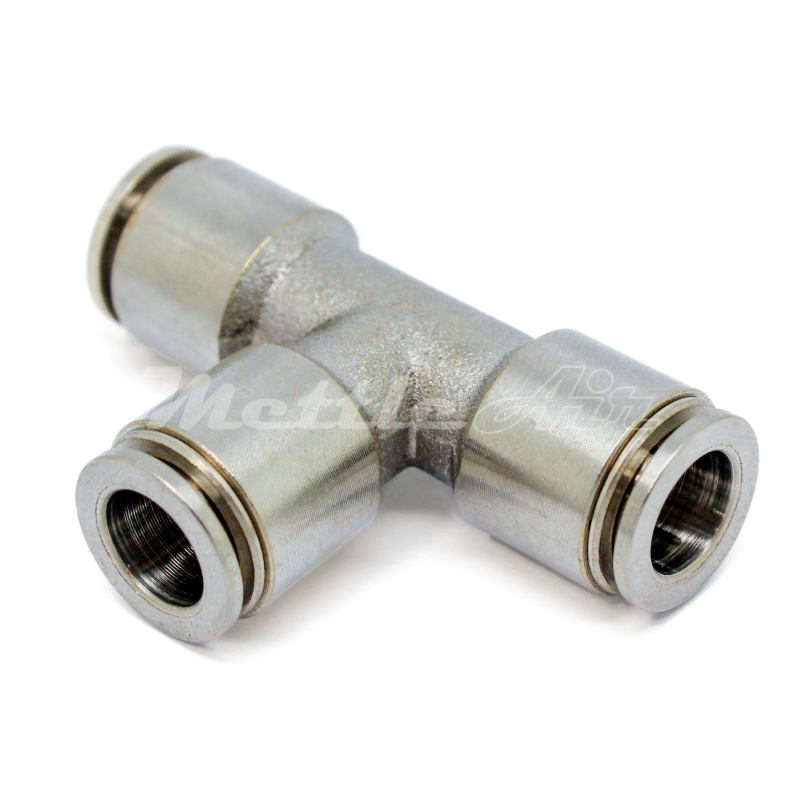 Nickel-Plated Brass PTC T Union Fitting 1/4" OD - 1/4" OD