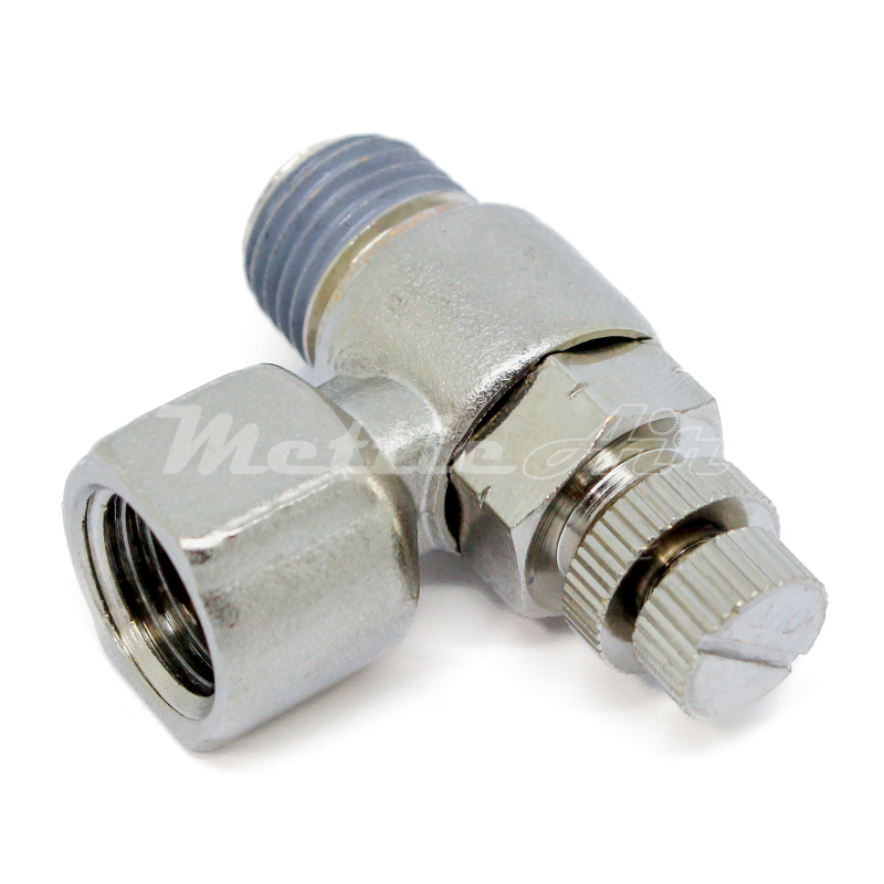 Nickel-Plated Brass Elbow Speed Control Male-Female 1/4" NPT