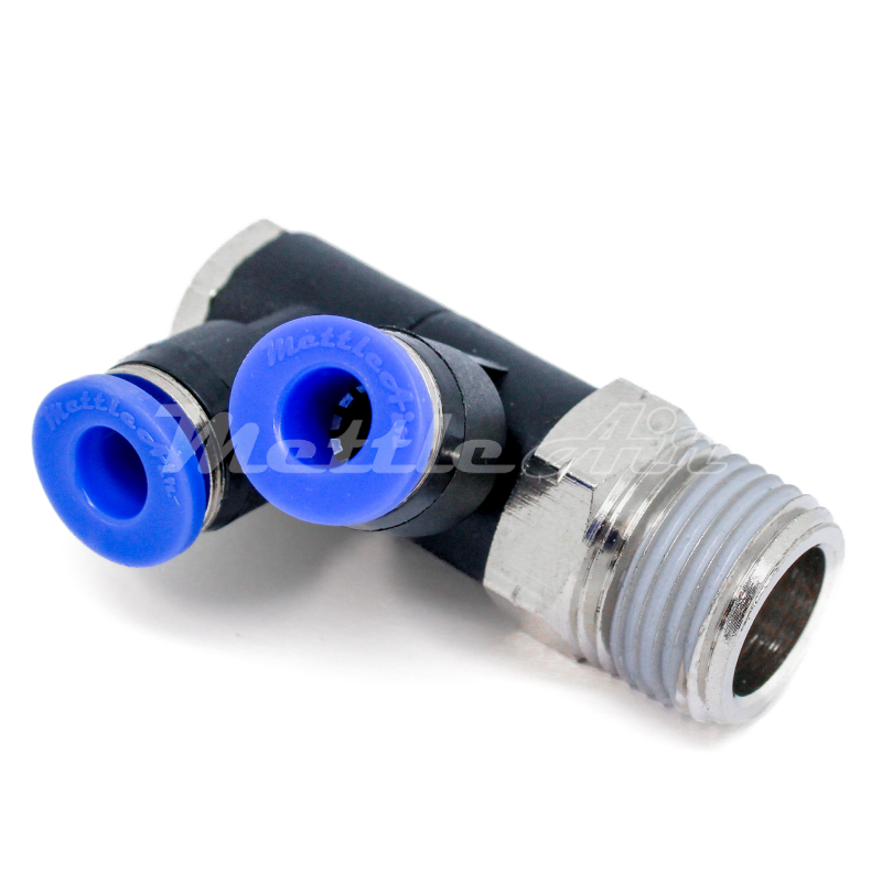 Composite PTC Male Swivel Double Banjo Elbow 8 mm OD - 1/2" NPT Male