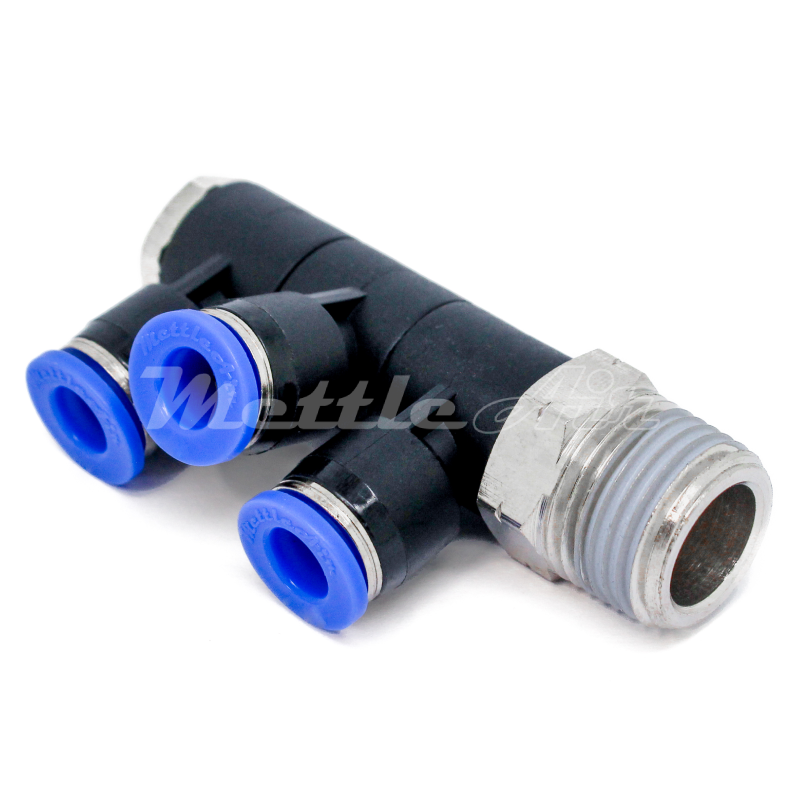Composite PTC Male 360° Swivel Triple Banjo 1/4" OD - 3/8" NPT