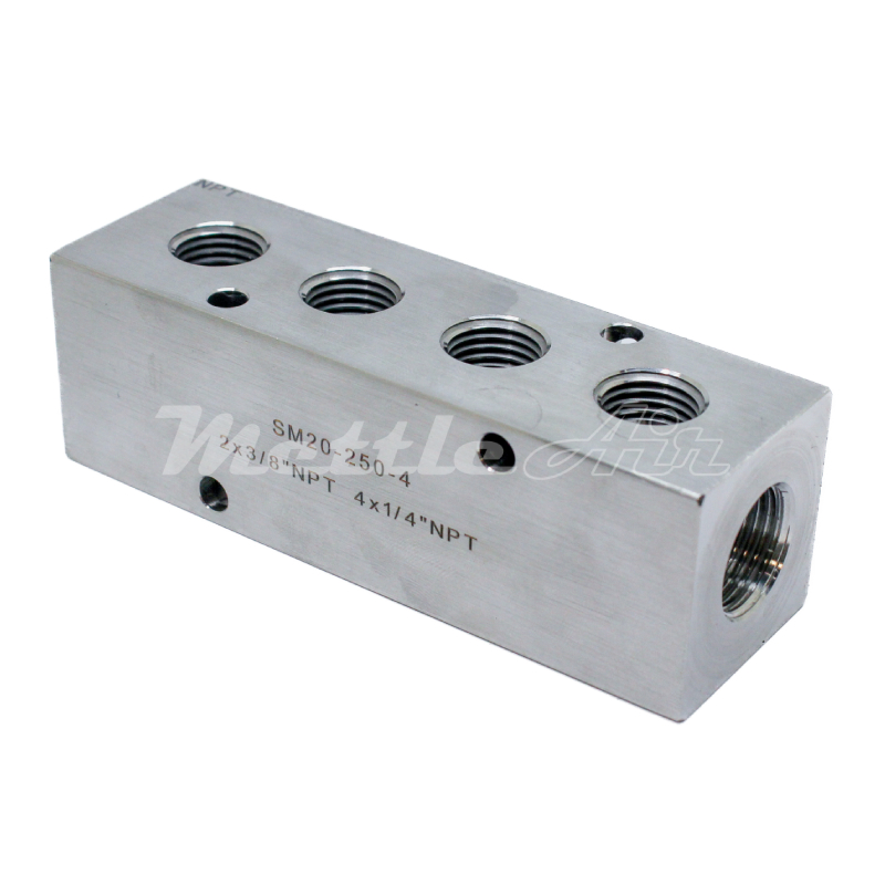 Stainless Steel 316L Manifold 2 x 3/8" NPT In - 4 x 1/4" NPT Out