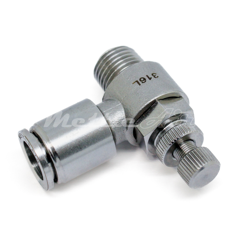 Stainless Steel 316L PTC Speed Control Meter Out 6 mm OD x 1/4" NPT Male Fitting