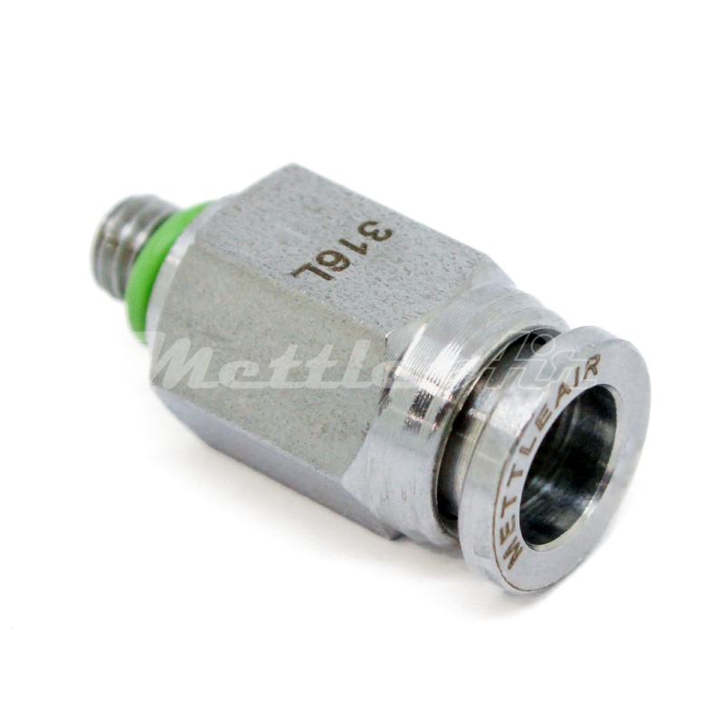Stainless Steel 316L PTC Straight Fitting 3/16" OD x 10-32 UNF Male