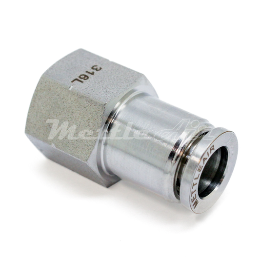 Stainless Steel 316L PTC Straight Female Fitting 8 mm OD x 1/8" NPT