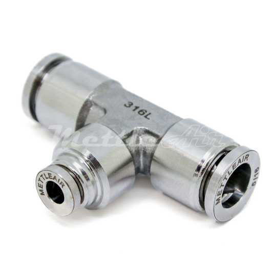 Stainless Steel 316L PTC REDUCER Tee Fitting 8 mm OD - 1/4" OD