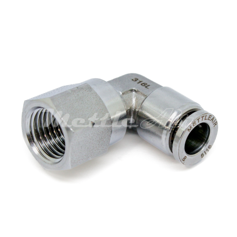 Stainless Steel 316L PTC 90° Female Elbow Connector 5/16" OD - 1/8" BSPP (G)