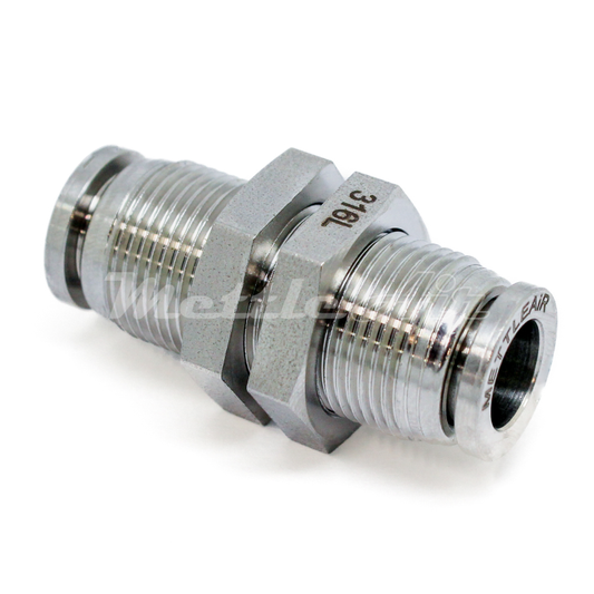 Stainless Steel 316L PTC Straight Bulkhead Union 8 mm OD