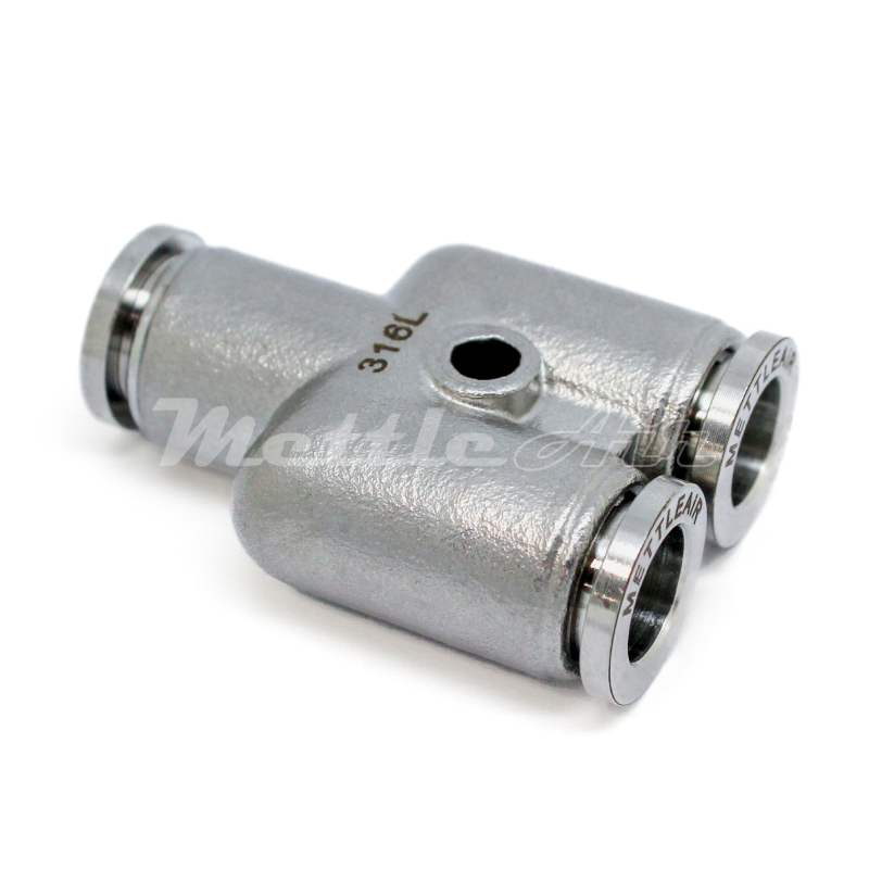 Stainless Steel 316L PTC Y Fitting 8 mm OD - 8 mm OD