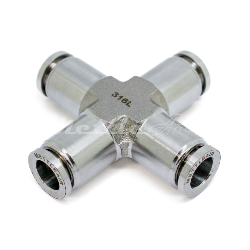 Stainless Steel 316L PTC Cross Union Fitting 10 mm OD
