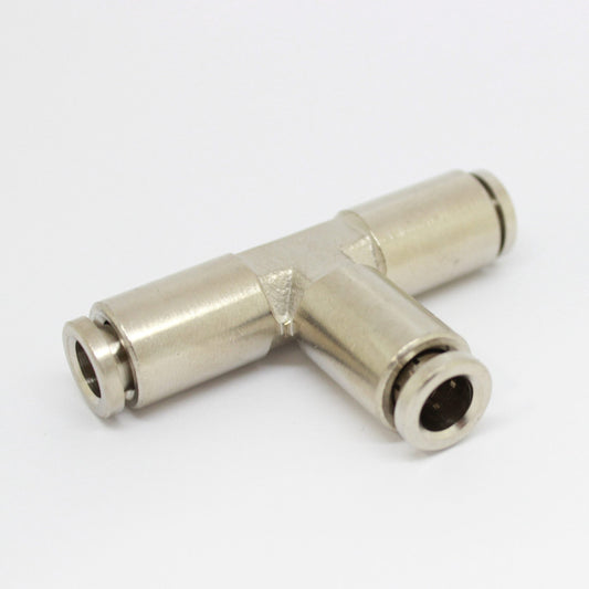 Nickel-Plated Brass PTC Tee Union Fitting 5/16" OD - 5/16" OD CLEARANCE