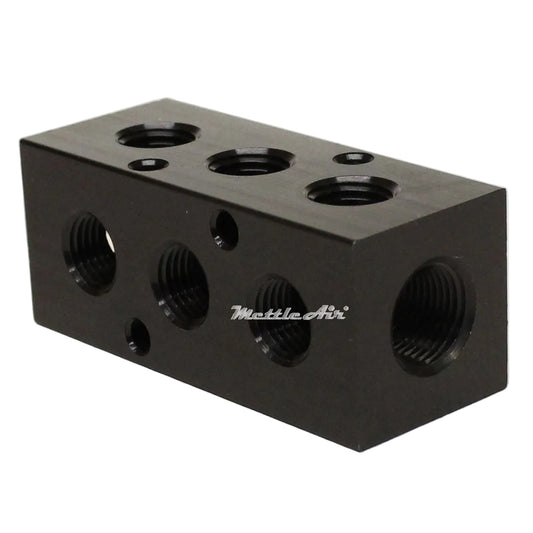 Distribution Manifold 2 x 3/8" NPT IN - 6 x 1/4" NPT Out 3 Station 90 Degree Junction