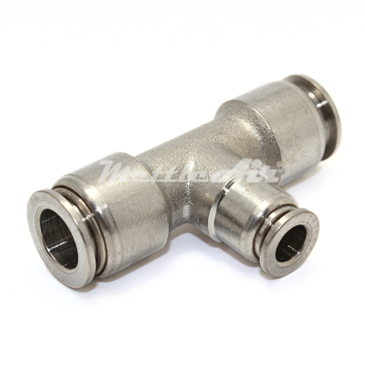Nickel-Plated Brass PTC T Union Fitting 1/2" OD - 3/8" OD REDUCER