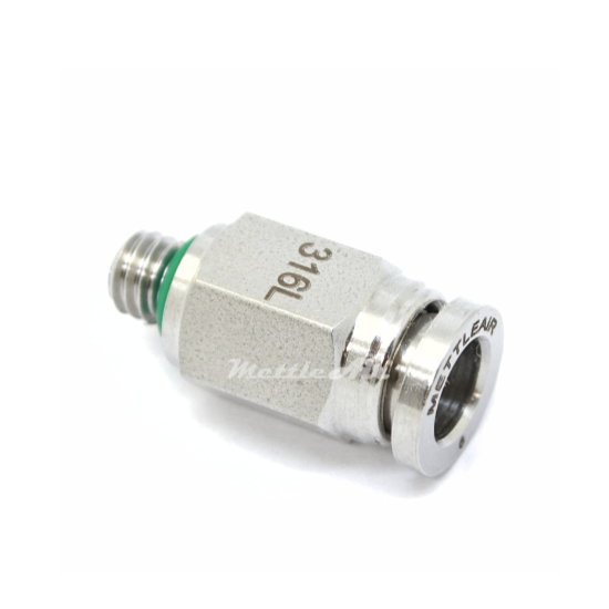 Stainless Steel 316L PTC Straight Fitting 1/4" OD - M5 x 0.8 Male