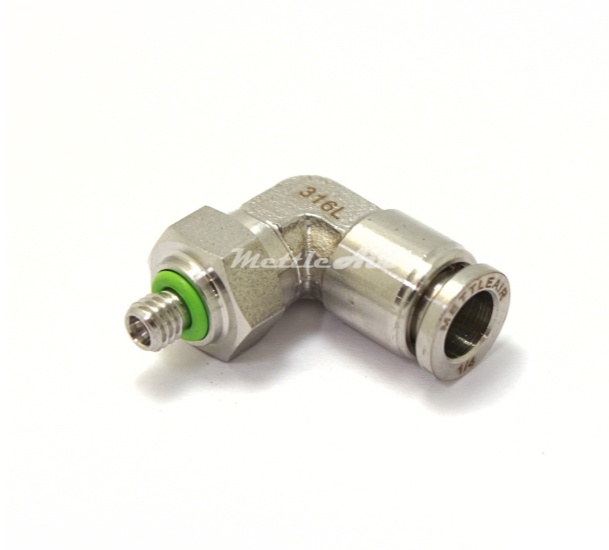 Stainless Steel 316L PTC Elbow Fitting 4 mm OD x M5 x 0.8 Male
