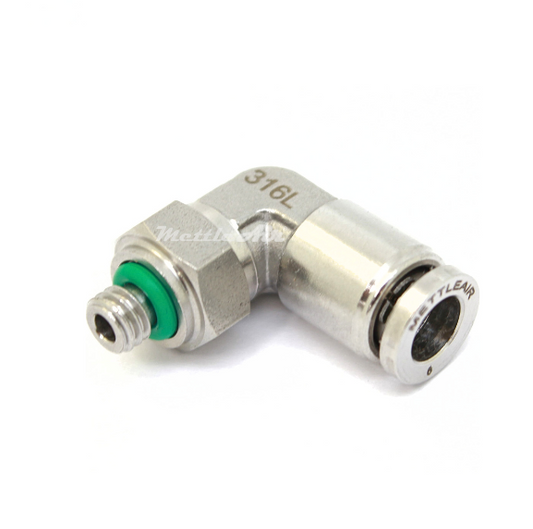 Stainless Steel 316L PTC Elbow Fitting 6 mm OD x M6 x 1.0 Male